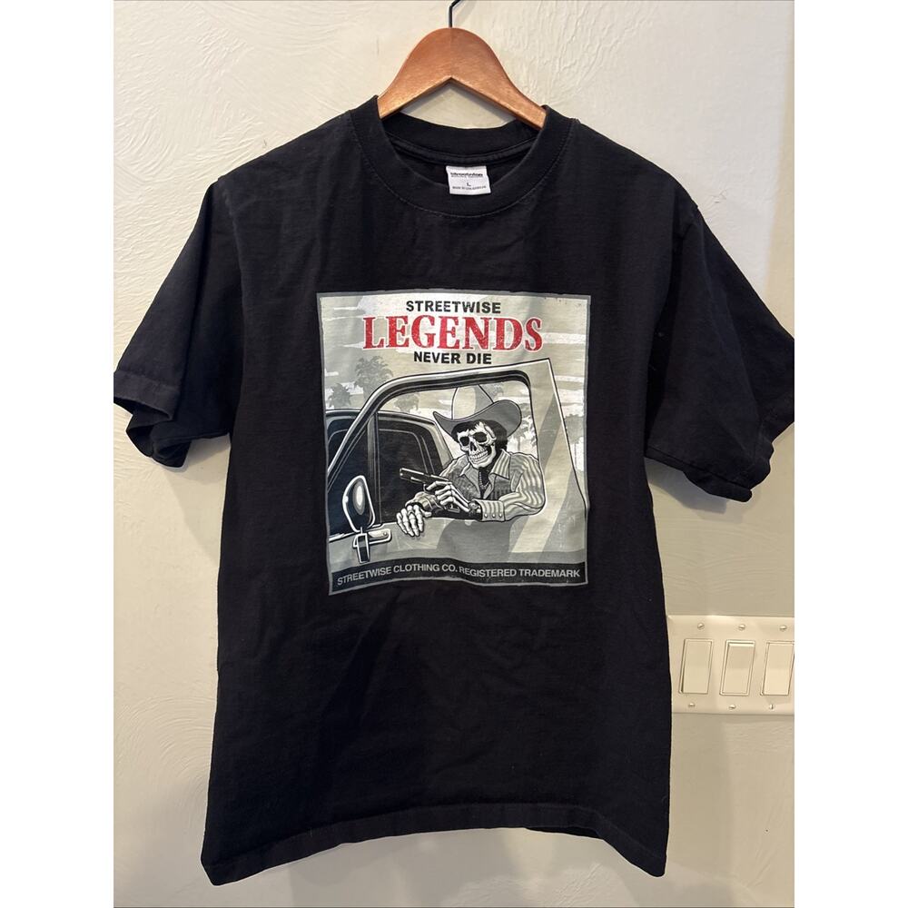 Streetwise graphic t shirt Men Large Black streetwear urban hip hop style